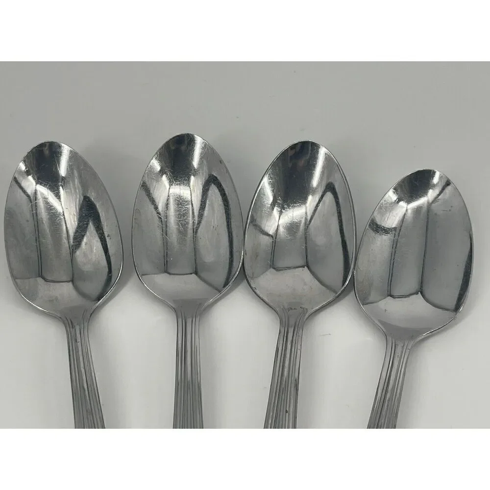 Oneida Parade Stainless Glossy Outline Thor Teaspoons 6” Set Of 4